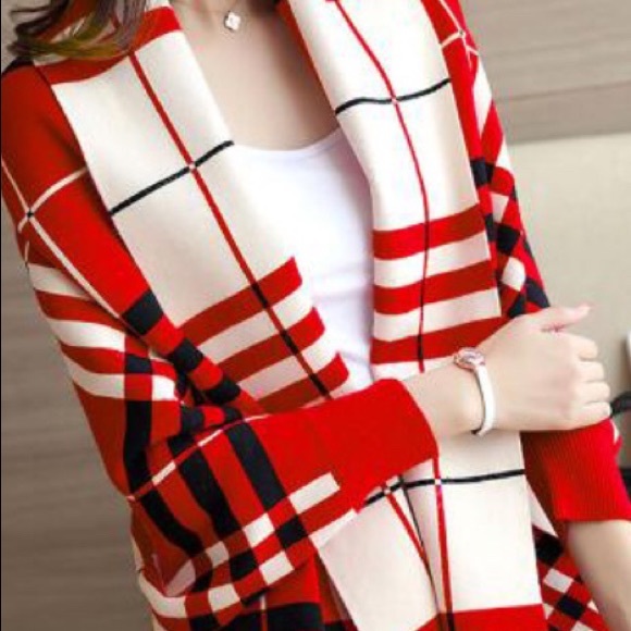 ‼️SOLD OUT‼️ Autumn Plaid Tassel Loose Cardigan - Picture 3 of 7